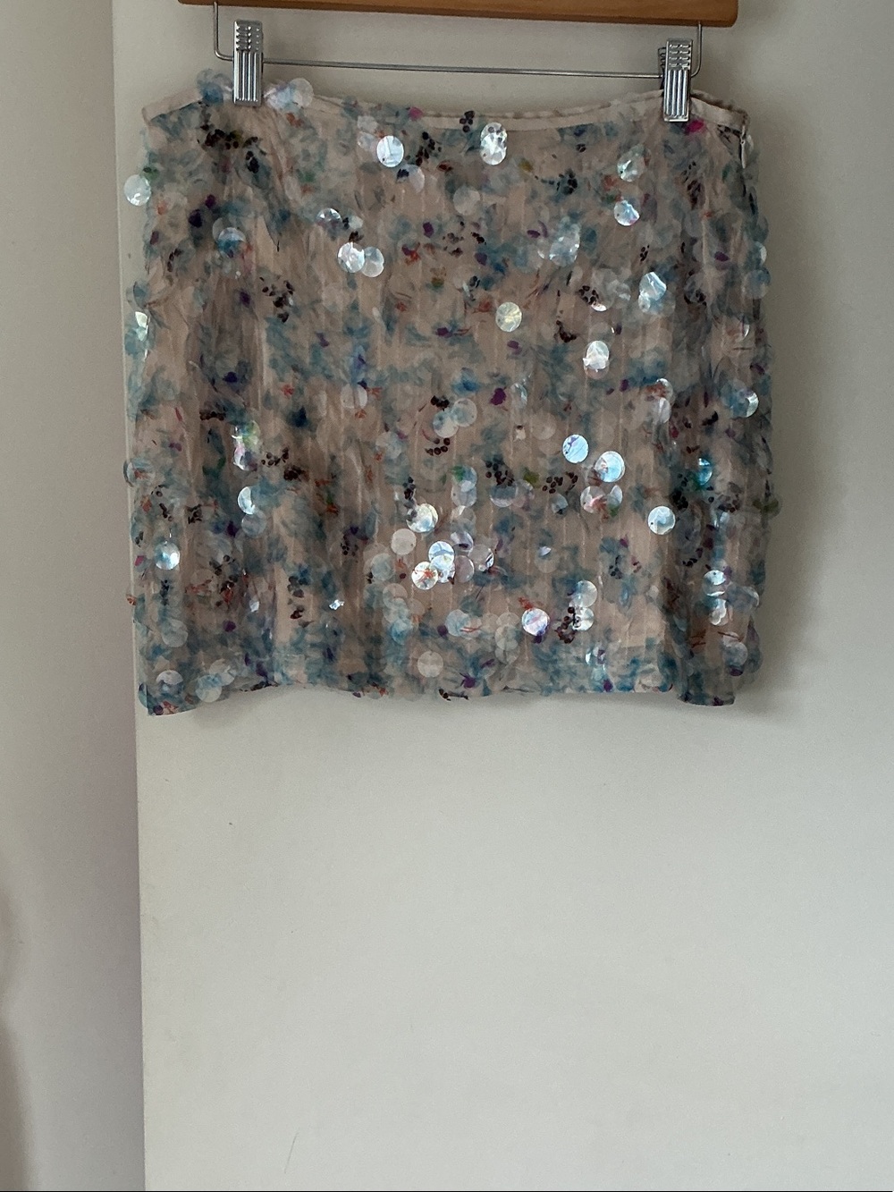 Zara Iridescent Sequin Nude Mini Skirt